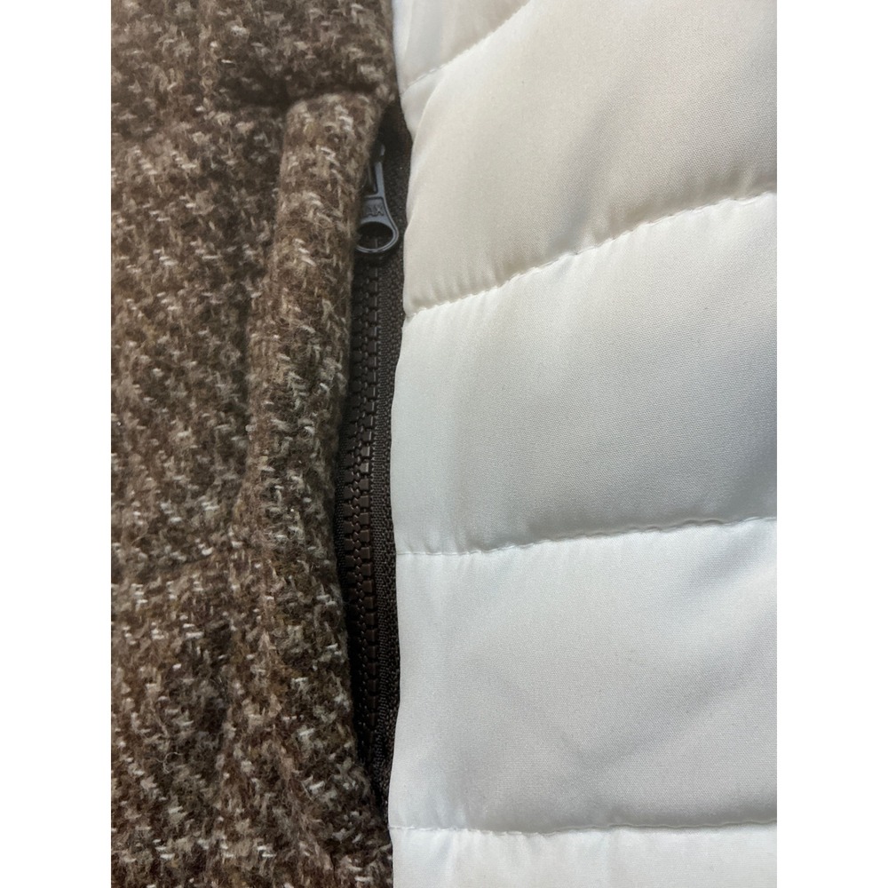 Puffer Vest Mixed Media Tweed Ruff Hewn Wool Blend Brown White Casual - Picture 15 of 16